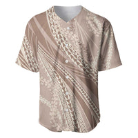 Polynesian Puakeniken Pikake Twisted Lei Baseball Jersey Beige - Polynesian Pride