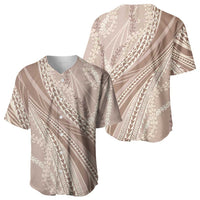 Polynesian Puakeniken Pikake Twisted Lei Baseball Jersey Beige - Polynesian Pride