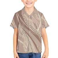 Polynesian Puakeniken Pikake Twisted Lei Kid Hawaiian Shirt Beige LT7 Kid Beige - Polynesian Pride