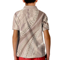 Polynesian Puakeniken Pikake Twisted Lei Kid Polo Shirt Beige - Polynesian Pride