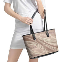 Polynesian Puakeniken Pikake Twisted Lei Leather Tote Bag Beige - Polynesian Pride