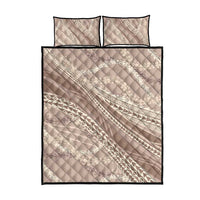 Polynesian Puakeniken Pikake Twisted Lei Quilt Bed Set Beige - Polynesian Pride