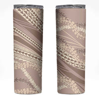 Polynesian Puakeniken Pikake Twisted Lei Skinny Tumbler Beige - Polynesian Pride