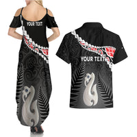 Personalised New Zealand Maori Couples Matching Summer Maxi Dress and Hawaiian Shirt Manaia Mix Koru LT7 - Polynesian Pride