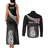Personalised New Zealand Maori Couples Matching Tank Maxi Dress and Long Sleeve Button Shirt Manaia Mix Koru LT7 - Polynesian Pride