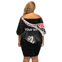 Personalised New Zealand Maori Off Shoulder Short Dress Manaia Mix Koru LT7 - Polynesian Pride