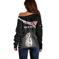 Personalised New Zealand Maori Off Shoulder Sweater Manaia Mix Koru LT7 - Polynesian Pride