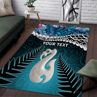 Personalised New Zealand Maori Area Rug Manaia Paua Shell Turquoise LT7 Turquoise - Polynesian Pride
