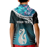 Personalised New Zealand Maori Kid Polo Shirt Manaia Paua Shell Turquoise LT7 - Polynesian Pride