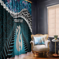 Personalised New Zealand Maori Window Curtain Manaia Paua Shell Turquoise LT7 - Polynesian Pride