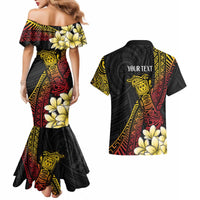 Personalized Papua New Guinea Couples Matching Mermaid Dress and Hawaiian Shirt Kundu Drum Carving Motifs