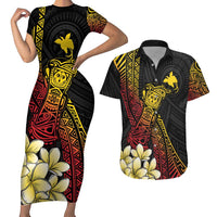 Personalized Papua New Guinea Couples Matching Short Sleeve Bodycon Dress and Hawaiian Shirt Kundu Drum Carving Motifs