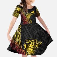 Personalized Papua New Guinea Family Matching Off Shoulder Maxi Dress and Hawaiian Shirt Kundu Drum Carving Motifs