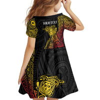 Personalized Papua New Guinea Family Matching Off Shoulder Maxi Dress and Hawaiian Shirt Kundu Drum Carving Motifs