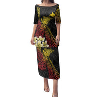 Personalized Papua New Guinea Family Matching Puletasi and Hawaiian Shirt Kundu Drum Carving Motifs