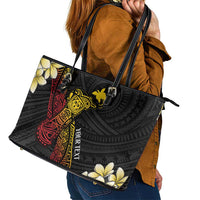 Personalized Papua New Guinea Leather Tote Bag Kundu Drum Carving Motifs