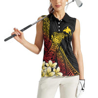 Personalized Papua New Guinea Women Sleeveless Polo Shirt Kundu Drum Carving Motifs