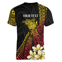 Personalized Papua New Guinea Women V-Neck T-Shirt Kundu Drum Carving Motifs