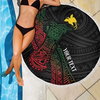 Personalized Papua New Guinea Beach Blanket Kundu Drum Motifs - Sepik Colors