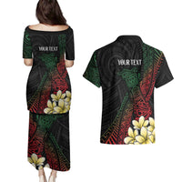 Personalized Papua New Guinea Couples Matching Puletasi and Hawaiian Shirt Kundu Drum Motifs - Sepik Colors