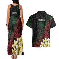 Personalized Papua New Guinea Couples Matching Tank Maxi Dress and Hawaiian Shirt Kundu Drum Motifs - Sepik Colors