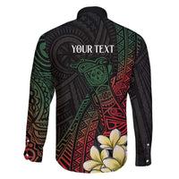 Personalized Papua New Guinea Family Matching Off The Shoulder Long Sleeve Dress and Hawaiian Shirt Kundu Drum Motifs - Sepik Colors