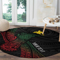 Personalized Papua New Guinea Round Carpet Kundu Drum Motifs - Sepik Colors LT7 - Polynesian Pride