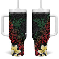 Personalized Papua New Guinea Tumbler With Handle Kundu Drum Motifs - Sepik Colors