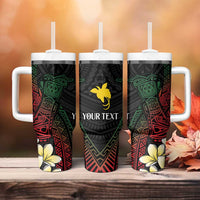 Personalized Papua New Guinea Tumbler With Handle Kundu Drum Motifs - Sepik Colors