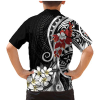 Bula Fiji Tagimaucia Mix Plumeria Masi Tapa Family Matching Mermaid Dress and Hawaiian Shirt Black LT7 - Polynesian Pride