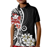Bula Fiji Tagimaucia Mix Plumeria Masi Tapa Kid Polo Shirt Black LT7 Kid Black - Polynesian Pride