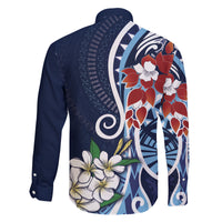 Bula Fiji Tagimaucia Mix Plumeria Masi Tapa Family Matching Mermaid Dress and Hawaiian Shirt Blue LT7 - Polynesian Pride