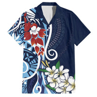 Bula Fiji Tagimaucia Mix Plumeria Masi Tapa Hawaiian Shirt Blue LT7 Blue - Polynesian Pride