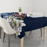 Bula Fiji Tagimaucia Mix Plumeria Masi Tapa Tablecloth Blue