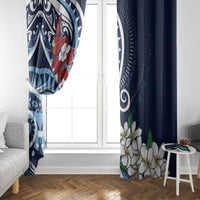 Bula Fiji Tagimaucia Mix Plumeria Masi Tapa Window Curtain Blue