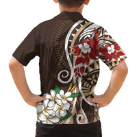 Bula Fiji Tagimaucia Mix Plumeria Masi Tapa Family Matching Long Sleeve Bodycon Dress and Hawaiian Shirt Brown LT7 - Polynesian Pride