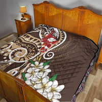 Bula Fiji Tagimaucia Mix Plumeria Masi Tapa Quilt Brown