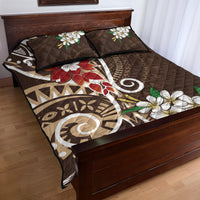 Bula Fiji Tagimaucia Mix Plumeria Masi Tapa Quilt Bed Set Brown
