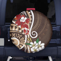 Bula Fiji Tagimaucia Mix Plumeria Masi Tapa Spare Tire Cover Brown