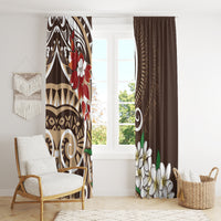 Bula Fiji Tagimaucia Mix Plumeria Masi Tapa Window Curtain Brown