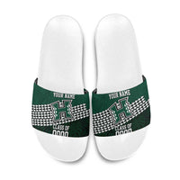 Hawaii Rainbow Warriors Alumni Custom Slide Sandals Kanaka Arrows Tropical Vibes LT7 Green - Polynesian Pride