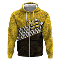 Hawaii Nanakuli High Alumni Custom Hoodie Kanaka Arrows Tropical Vibes LT7 Zip Hoodie Yellow Black - Polynesian Pride