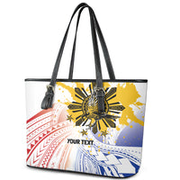 Philippines Independence Day Leather Tote Bag Eagle Mix Filipino Flag Tribal Style