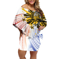 Philippines Independence Day Off Shoulder Short Dress Eagle Mix Filipino Flag Tribal Style LT7 Women White - Polynesian Pride