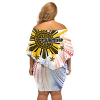 Philippines Independence Day Off Shoulder Short Dress Eagle Mix Filipino Flag Tribal Style LT7 - Polynesian Pride