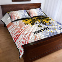 Philippines Independence Day Quilt Bed Set Eagle Mix Filipino Flag Tribal Style