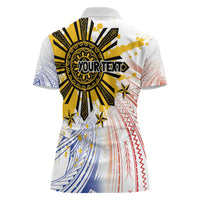 Philippines Independence Day Women Polo Shirt Eagle Mix Filipino Flag Tribal Style