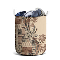 Talofa Samoa Mamanu Siapo Mix Malu Laundry Basket Classic Beige Frangipani and Turtles