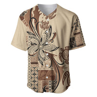 Talofa Samoa Mamanu Siapo Mix Malu Baseball Jersey Classic Beige Frangipani and Turtles