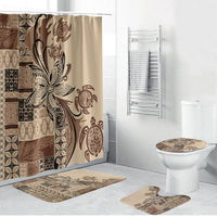 Talofa Samoa Mamanu Siapo Mix Malu Bathroom Set Classic Beige Frangipani and Turtles LT7 Bathroom Set (4 pcs) Beige - Polynesian Pride